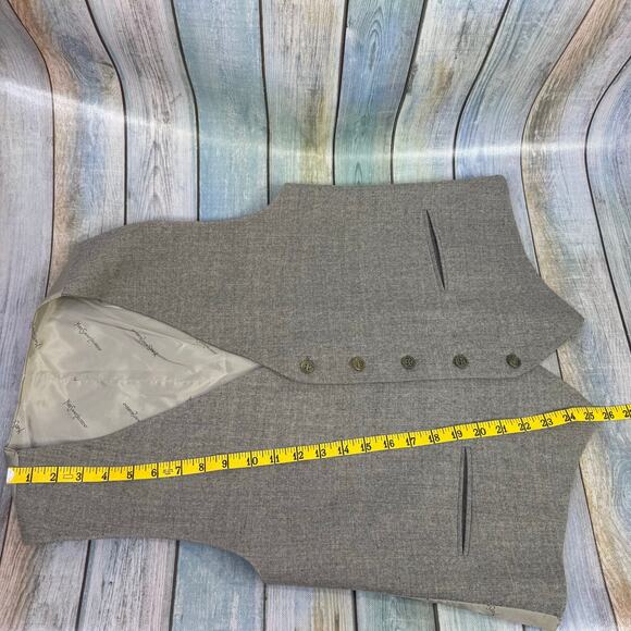 Yves Saint Laurent Light Grey Wool Vest Waistcoat Size 44 YSL Vintage Academia - Picture 4 of 6